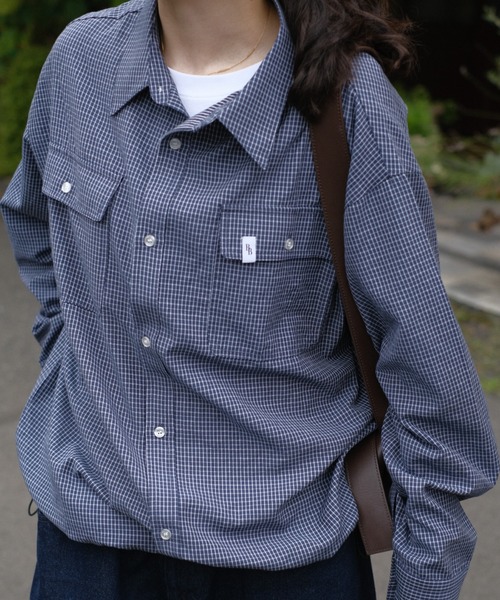BROKEN BASE（ブロークンベース）の「Drawcode Double Pocket Grid Shirt（シャツ/ブラウス・メンズ・ネイビー/パープル・MEDIUM/LARGE）」の21枚目の写真