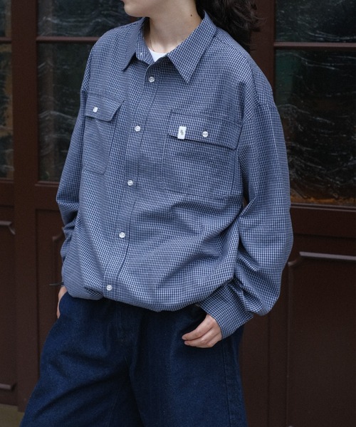 BROKEN BASE（ブロークンベース）の「Drawcode Double Pocket Grid Shirt（シャツ/ブラウス・メンズ・ネイビー/パープル・MEDIUM/LARGE）」の4枚目の写真