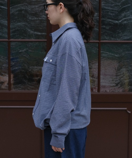 BROKEN BASE（ブロークンベース）の「Drawcode Double Pocket Grid Shirt（シャツ/ブラウス・メンズ・ネイビー/パープル・MEDIUM/LARGE）」の5枚目の写真