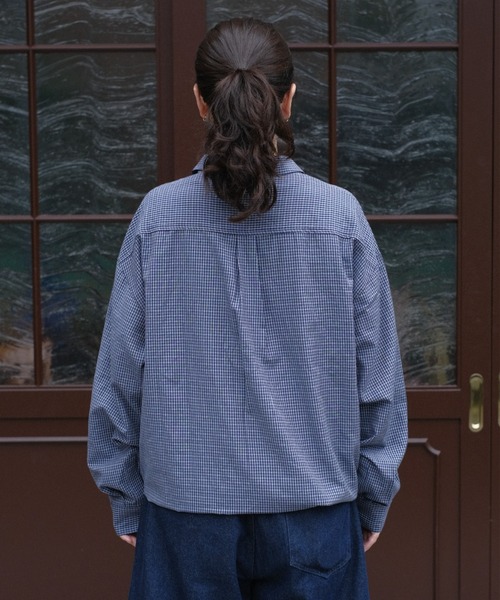 BROKEN BASE（ブロークンベース）の「Drawcode Double Pocket Grid Shirt（シャツ/ブラウス・メンズ・ネイビー/パープル・MEDIUM/LARGE）」の6枚目の写真