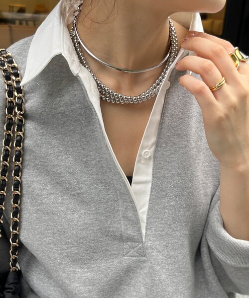 DouDou（ドゥドゥ）の「3連ボールチェーンレイヤードネックレス（ネックレス・レディース・シルバー・FREE）」の5枚目の写真