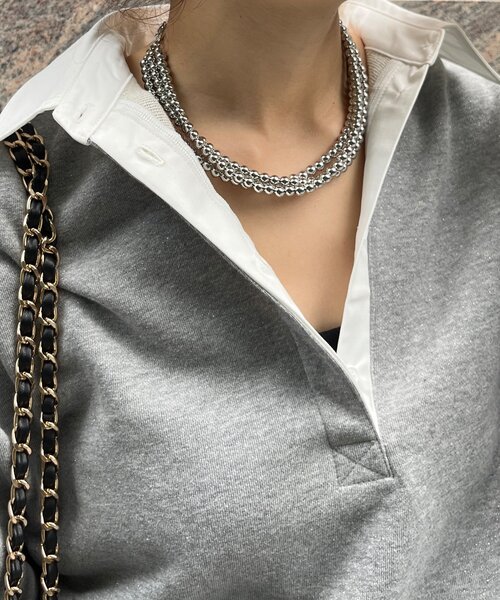 DouDou（ドゥドゥ）の「3連ボールチェーンレイヤードネックレス（ネックレス・レディース・シルバー・FREE）」の8枚目の写真