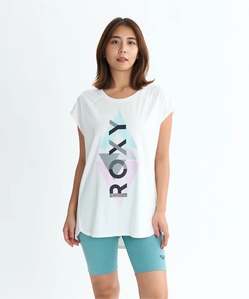 ROXY(ロキシー)の「GEOMETRIC TEE/ロキシー水陸両用速乾UVケアフロントロゴ半袖Tシャツ(水着)(Tシャツ/カットソー・レディース・ブラック/ピンク/ホワイト・LARGE/MEDIUM/SMALL)」の1枚目の写真