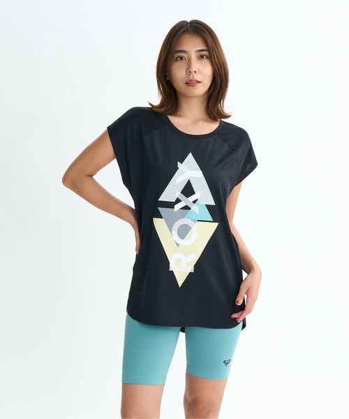 ROXY(ロキシー)の「GEOMETRIC TEE/ロキシー水陸両用速乾UVケアフロントロゴ半袖Tシャツ(水着)(Tシャツ/カットソー・レディース・ブラック/ピンク/ホワイト・LARGE/MEDIUM/SMALL)」の2枚目の写真