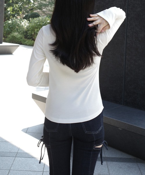 セール】薄手長袖ドレープトップス（Tシャツ/カットソー）｜JUNOAH