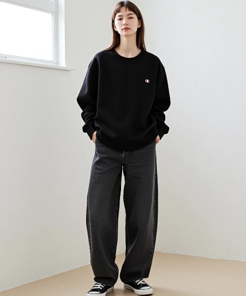 チャンピオン　刺繍　ブラック　スウェット　トレーナー　シンプル　古着　L クーポン対象外チャンピオン スウェット メンズ トレーナー ブランド