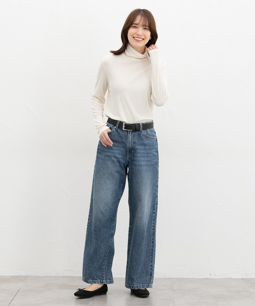 Honeys（ハニーズ）の「やわらかハイネックＴ（Tシャツ/カットソー・レディース・オレンジ/アイボリー/ダークグリーン/ブラック/パープル/ボルドー・L/S/M/LL）」の7枚目の写真