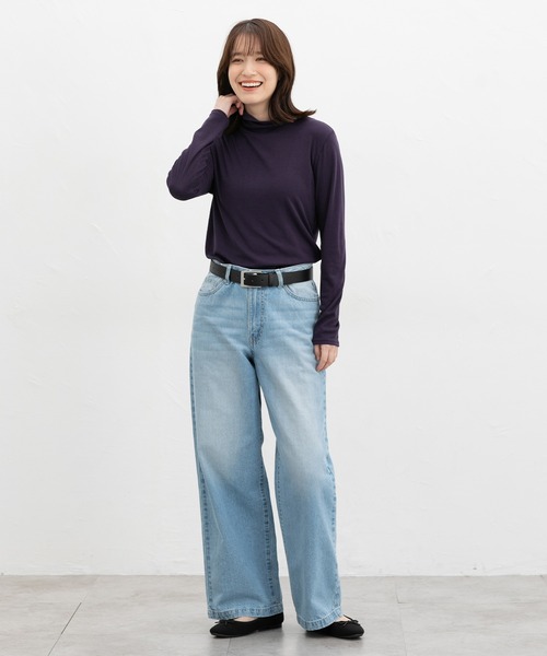 Honeys（ハニーズ）の「やわらかハイネックＴ（Tシャツ/カットソー・レディース・オレンジ/アイボリー/ダークグリーン/ブラック/パープル/ボルドー・L/S/M/LL）」の11枚目の写真