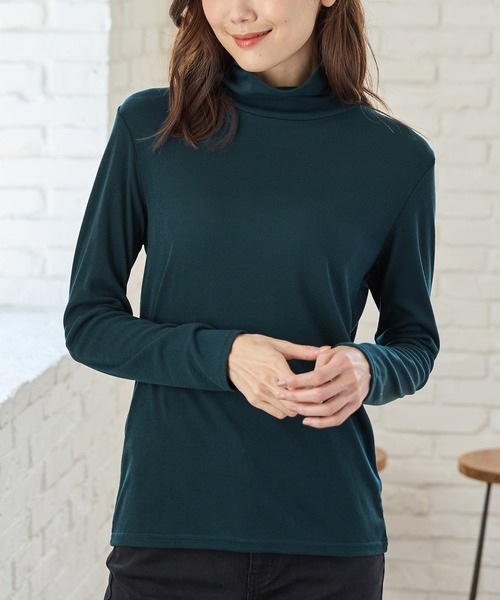 Honeys（ハニーズ）の「やわらかハイネックＴ（Tシャツ/カットソー・レディース・オレンジ/アイボリー/ダークグリーン/ブラック/パープル/ボルドー・L/S/M/LL）」の17枚目の写真