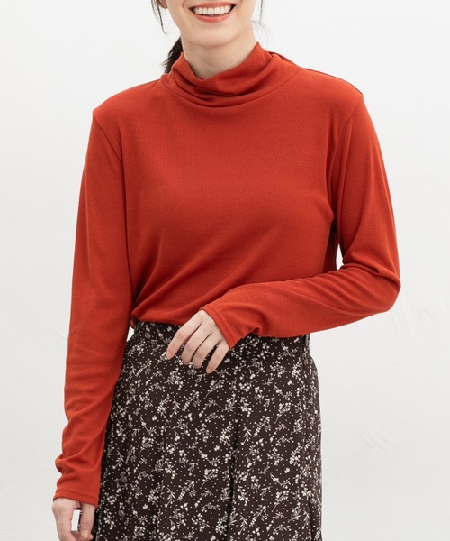 Honeys（ハニーズ）の「やわらかハイネックＴ（Tシャツ/カットソー・レディース・オレンジ/アイボリー/ダークグリーン/ブラック/パープル/ボルドー・L/S/M/LL）」の19枚目の写真