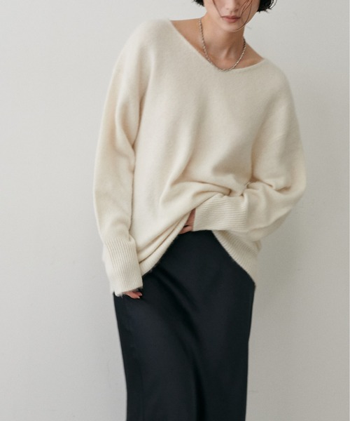 LARUTA（ラルータ）の「【LARUTA】FOX混2WAYニットプルオーバー（ニット/セーター・レディース・モカ/レッド/ブラック/チャコールグレー/オフホワイト・FREE）」の8枚目の写真