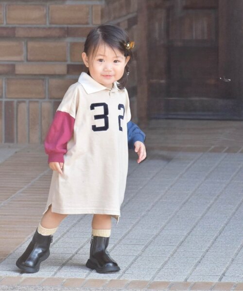 BREEZE(ブリーズ)の「【リンク/ジュニア対応】ナンバリングポロシャツワンピース(ワンピース・キッズ・レインボー/ワインレッド・90/140/130/80/120/110/100)」の8枚目の写真