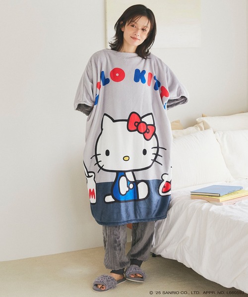 sanrio(サンリオ)の「【sanrio characters】HELLO KITTY/ハローキティふわもこ着られるフリース毛布ポンチョ/ブランケット《サンリオキャラクターズ》とろふわ もこもこ あったか(ルームウェア/パジャマ・レディース・ライトグレー/アイボリー/ブルー・FREE)」の20枚目の写真