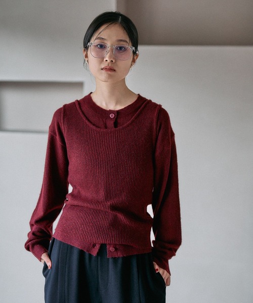 LEPSIM(レプシィム)の「12ゲージモヘヤライクカーディガン《2点セット》 595618(ニット/セーター・レディース・レッド/ブラウン/チャコールグレー・FREE)」の3枚目の写真