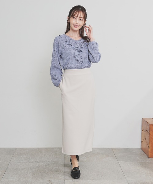 GLACIER lusso(グラシアルッソ)の「フリルレーストップス(Tシャツ/カットソー・レディース・ブラック/グレイッシュブルー/アイボリー系/ブラウン・S/M/LL/L)」の18枚目の写真