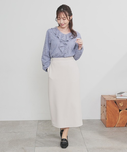 GLACIER lusso(グラシアルッソ)の「フリルレーストップス(Tシャツ/カットソー・レディース・ブラック/グレイッシュブルー/アイボリー系/ブラウン・S/M/LL/L)」の17枚目の写真