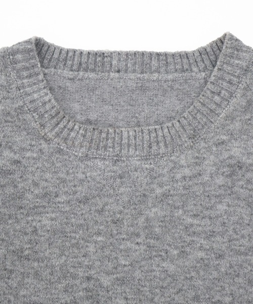 オーバーサイズクルーネックニットトップス/ブラック グレー ベージュ