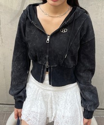 ROGER AND RAW | プレート付きピグメントショート丈ジップパーカー(パーカー)