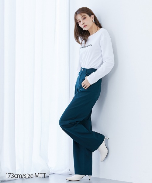 slattgir(スラットジール)の「高身長 綿混ワイドシルエットチノパンツ 丈長め・トールサイズ(チノパンツ・レディース・ブラック/ダークグリーン/モカ・TLL/T3L/T4L/T5L/TM/TL)」の9枚目の写真