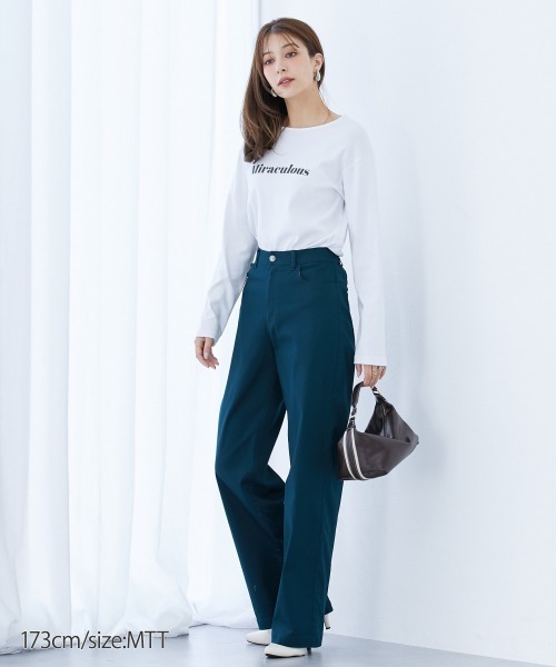 slattgir(スラットジール)の「高身長 綿混ワイドシルエットチノパンツ 丈長め・トールサイズ(チノパンツ・レディース・ブラック/ダークグリーン/モカ・TLL/T3L/T4L/T5L/TM/TL)」の12枚目の写真