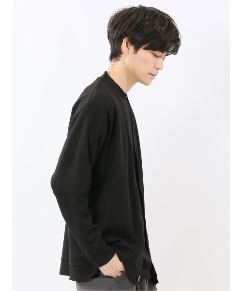 m.f.editorial（エムエフエディトリアル）の「【 ストレッチ Vネック】m.f.エディトリアル メンズ ワッフル 長袖カーディガン（カーディガン/ボレロ・メンズ・ベージュ/ブラック・MEDIUM/LARGE/X-LARGE）」の7枚目の写真