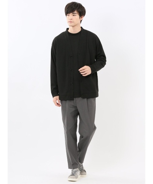 m.f.editorial（エムエフエディトリアル）の「【 ストレッチ Vネック】m.f.エディトリアル メンズ ワッフル 長袖カーディガン（カーディガン/ボレロ・メンズ・ベージュ/ブラック・MEDIUM/LARGE/X-LARGE）」の8枚目の写真