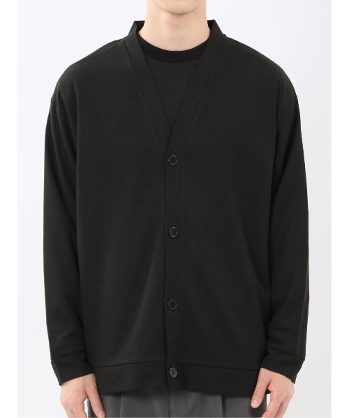 m.f.editorial（エムエフエディトリアル）の「【 ストレッチ Vネック】m.f.エディトリアル メンズ ワッフル 長袖カーディガン（カーディガン/ボレロ・メンズ・ベージュ/ブラック・MEDIUM/LARGE/X-LARGE）」の9枚目の写真