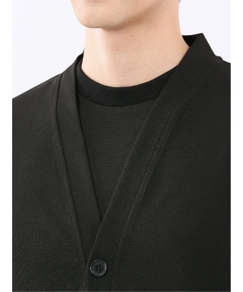 m.f.editorial（エムエフエディトリアル）の「【 ストレッチ Vネック】m.f.エディトリアル メンズ ワッフル 長袖カーディガン（カーディガン/ボレロ・メンズ・ベージュ/ブラック・MEDIUM/LARGE/X-LARGE）」の12枚目の写真