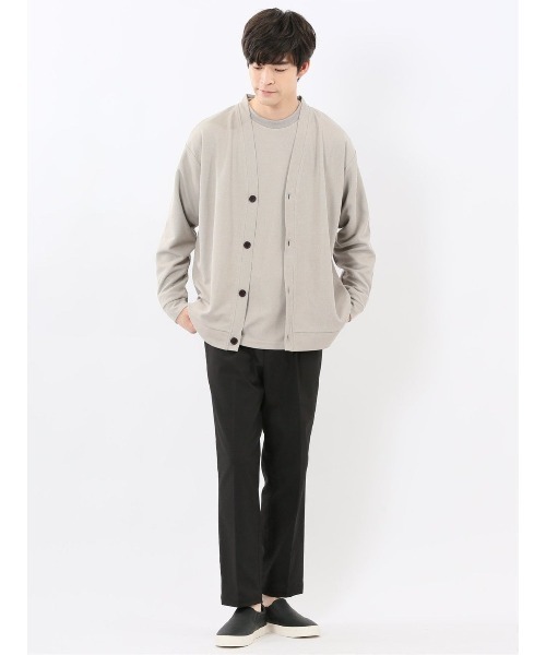 m.f.editorial（エムエフエディトリアル）の「【 ストレッチ Vネック】m.f.エディトリアル メンズ ワッフル 長袖カーディガン（カーディガン/ボレロ・メンズ・ベージュ/ブラック・MEDIUM/LARGE/X-LARGE）」の18枚目の写真