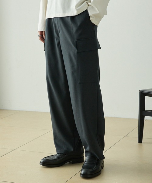 セール】【セットアップ対応】ウールライクテーパードワイドカーゴ