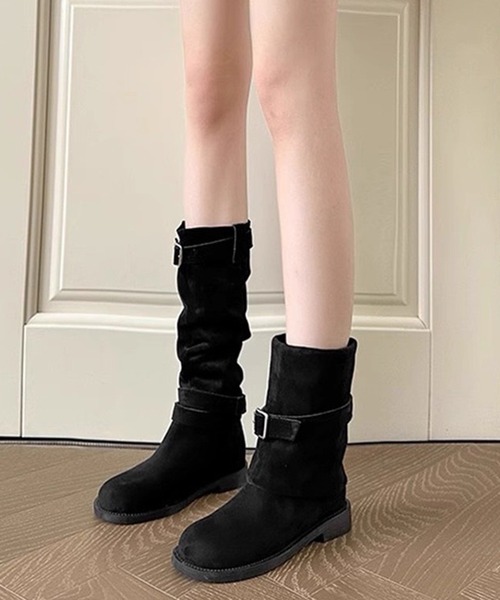 WESTSEA（ウエストシー）の「ベルト付き スエードテイスト ロングブーツ（ブーツ・レディース・ブラウン/ブラック・23㎝/25㎝/24.5㎝/24㎝/23.5㎝）」の5枚目の写真