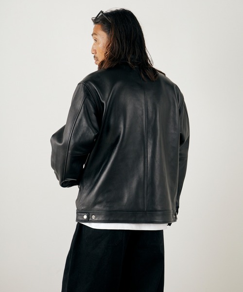 Schott◆レザージャケット・ブルゾン/42/レザー/BLK/無地 SCHOTT◇レザージャケット・ブルゾン⁄42⁄レザー⁄BRW Schott◇レザー