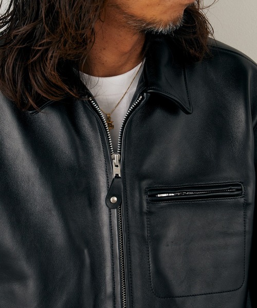 schott（ショット）の「Schott/ショット LEATHER TRACKER JACKET レザージャケット（ブルゾン・メンズ・ブラック・M/L）」の11枚目の写真