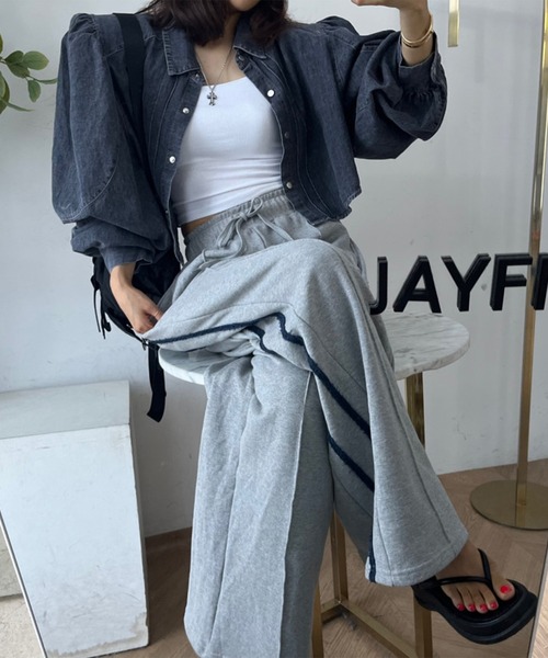 Doula Doula（ドゥーラドゥーラ）の「サイドライン入りワイドスウェットパンツ（その他パンツ・レディース・ブラック/グレー/ベージュ・FREE）」の3枚目の写真