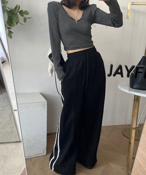 Doula Doula（ドゥーラドゥーラ）の「サイドライン入りワイドスウェットパンツ（その他パンツ・レディース・ブラック/グレー/ベージュ・FREE）」の11枚目の写真