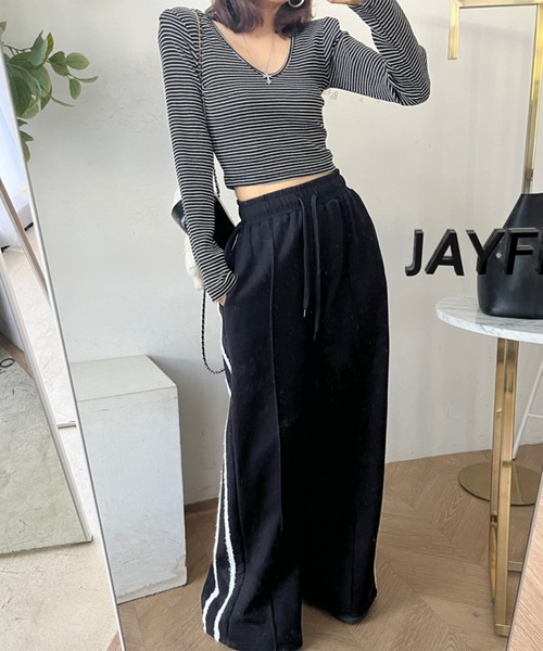 Doula Doula（ドゥーラドゥーラ）の「サイドライン入りワイドスウェットパンツ（その他パンツ・レディース・ブラック/グレー/ベージュ・FREE）」の12枚目の写真