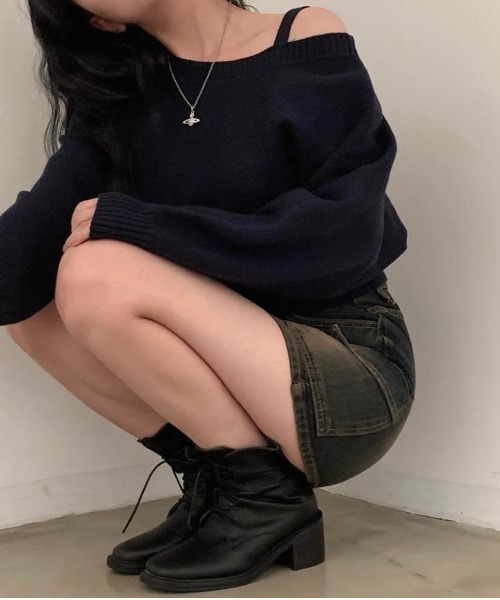 Ada.(エイダ)の「【Mellfy】ワンショルダー ふんわり ニットトップス(ニット/セーター・レディース・ネイビー/アイボリー/グレー・FREE)」の14枚目の写真