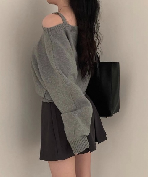 Ada.(エイダ)の「【Mellfy】ワンショルダー ふんわり ニットトップス(ニット/セーター・レディース・ネイビー/アイボリー/グレー・FREE)」の18枚目の写真