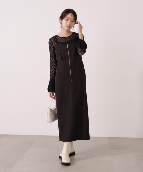 PROPORTION BODY DRESSING（プロポーションボディドレッシング）の「フロントファスナーナロージャンスカ / 1215240007（ワンピース・レディース・ブラック/ブラウン・MEDIUM/P/S/SMALL）」の21枚目の写真