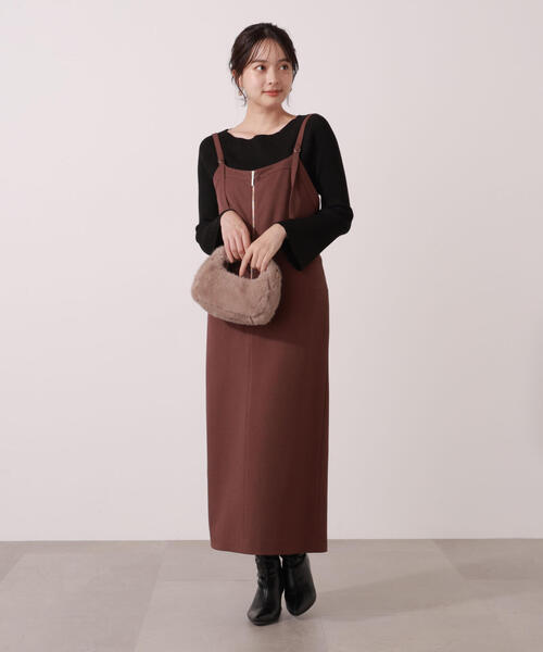 PROPORTION BODY DRESSING（プロポーションボディドレッシング）の「フロントファスナーナロージャンスカ / 1215240007（ワンピース・レディース・ブラック/ブラウン・MEDIUM/P/S/SMALL）」の4枚目の写真