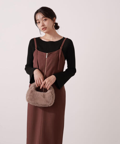 PROPORTION BODY DRESSING（プロポーションボディドレッシング）の「フロントファスナーナロージャンスカ / 1215240007（ワンピース・レディース・ブラック/ブラウン・MEDIUM/P/S/SMALL）」の5枚目の写真