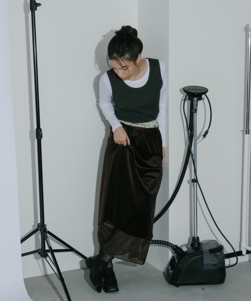 duei(デュイ)の「ベロアレイヤードスカート(スカート・レディース・ブラウン/ブラック・FREE)」の9枚目の写真