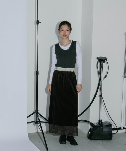 duei(デュイ)の「ベロアレイヤードスカート(スカート・レディース・ブラウン/ブラック・FREE)」の8枚目の写真