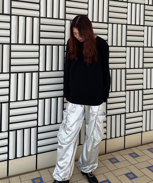 INTERPLAY（インタープレイ）の「【INTERPLAY】Script EMB. LOGO Long Sleeve Tee Shirt（Tシャツ/カットソー・レディース・ホワイト/ブラック/ナチュラル・LARGE）」の9枚目の写真