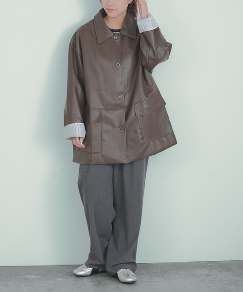 H.TOKYO(エイチトウキョウ)の「羽織るだけでふんわり大人可愛いスタイル ロングジャケット(ブルゾン・レディース・ブラック/ブラウン・FREE)」の22枚目の写真