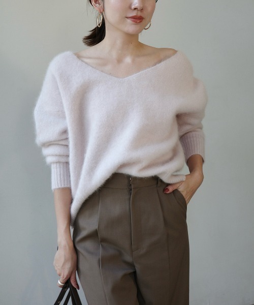 アニュアンス　ニット ラクーンフォックスオフショルニットプルオーバー