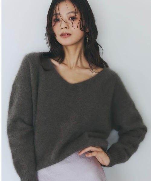 アニュアンス　ニット アニュアンス anuans ラクーンフォックスオフショルニットプル