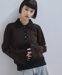 ADAM ET ROPE'(アダムエロペ)の【WEB限定】・【サステナブル】バイカラーポロニットプルオーバー(ポロシャツ)