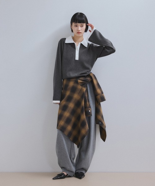 WEB限定】・【サステナブル】バイカラーポロニットプルオーバー