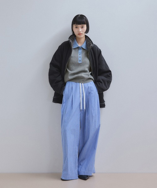 WEB限定】・【サステナブル】バイカラーポロニットプルオーバー